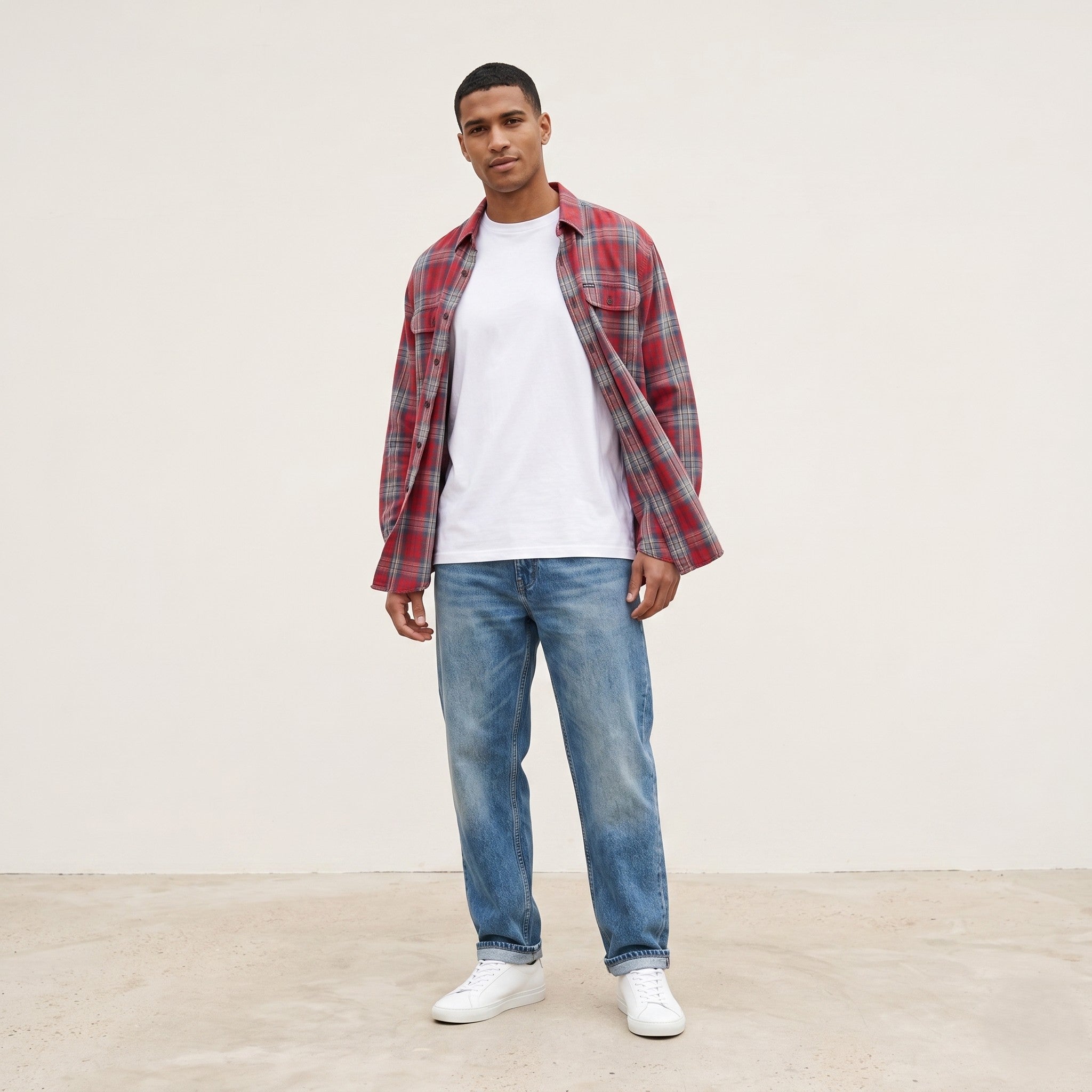 Polo Sport Ralph Lauren Men L (XL) Casual Shirt Red Checkered Cotton Long Sleeve Top