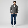 Harris Tweed by William Hunt Men L (M) Cardigan Grey Wool Elbow Patch Knit Sweater