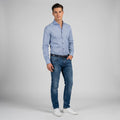 Stenstroms Men 40 S Casual Shirt Blue Cotton Slimline Fit Long Sleeve Top