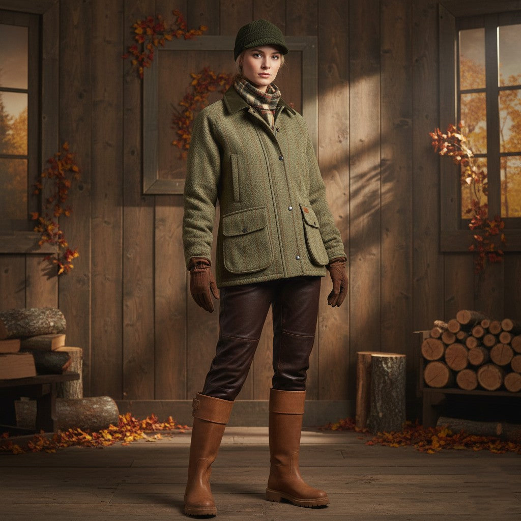 Openair Countrywear Women 12 M Jacket Green Tweed Shooting Hunting Full Zipper Top