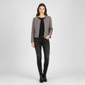 Hugo Boss Women 8 12 S Jacket Maroon Black Tweed Boucle Zip Up Blazer
