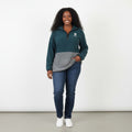Vintage Women 18 20 Fleece Top Green Tweety Zip Neck Pullover Sweatshirt