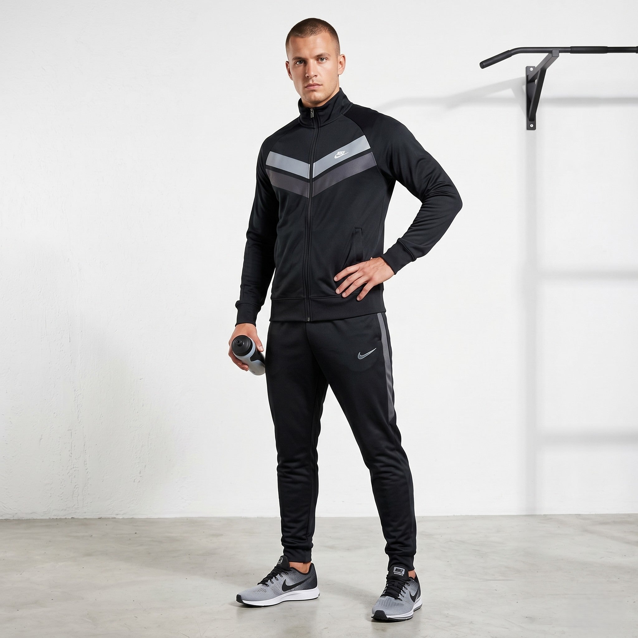 Nike Men M Sweatshirt Black Shiny Vintage Athletic Dept Activewear Track Top