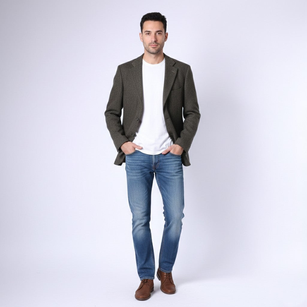 GANT U.S.A. Men 50 40 Blazer Green Wool Herringbone Single Breasted Jacket