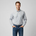 GANT Men L Casual Shirt Blue Striped Cotton Regular Fit Liberty Bell Poplin Top