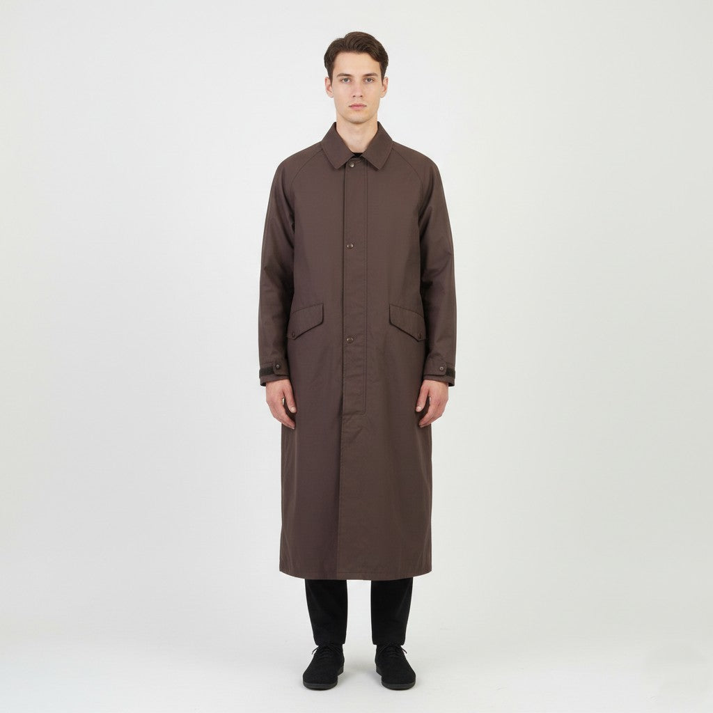 Cappotto Target Dry da uomo L Cappotto marrone lungo con cerniera intera impermeabile Top vintage