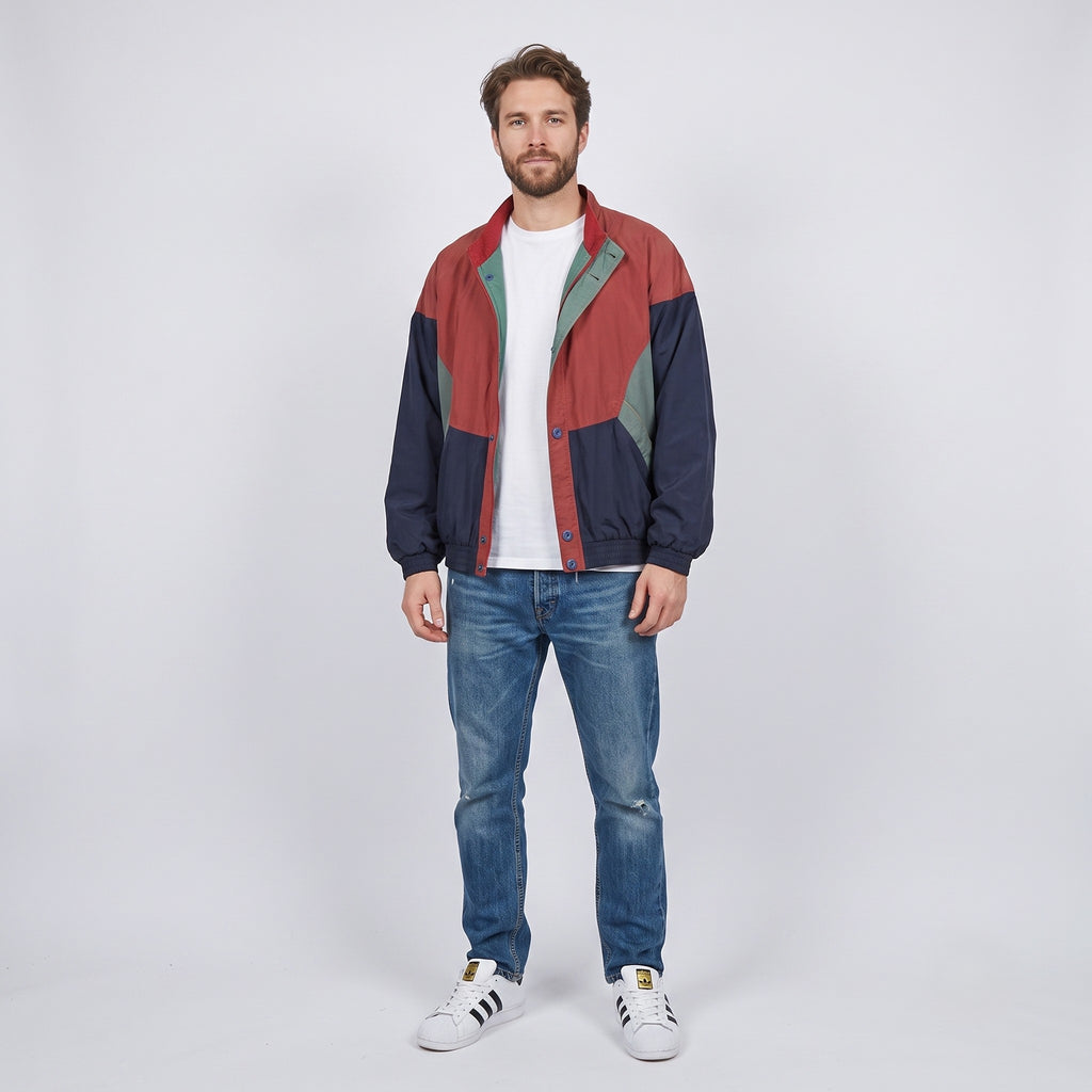 Daniel Hechter Men 54 L Bomber Jacket Navy Vintage Nylon Buttoned Soft Top