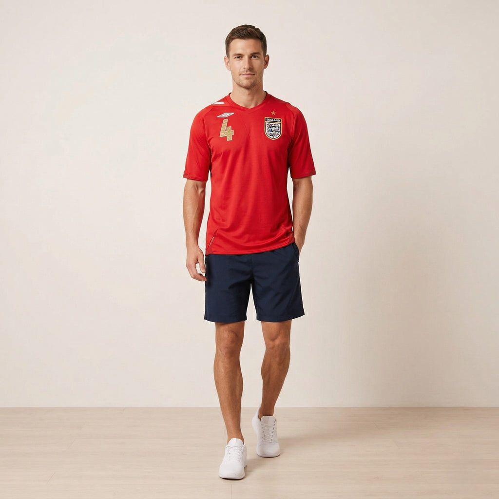 Umbro Men M Shirt Red England National Football Team JD #4 Kick Off 2006 Jersey Top
