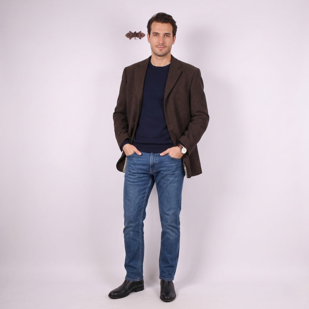 Bugatti Men 52 42 Blazer Brown 100% Wool Single Breasted Woolmark Classic Jacket
