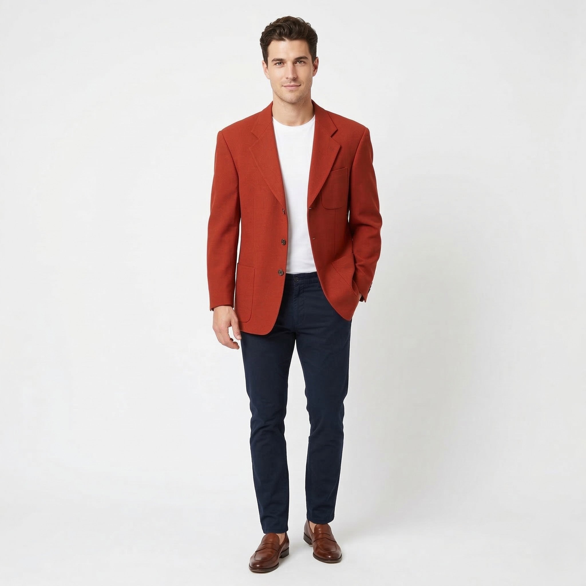 Strellson Men 38 48 Blazer Burgundy Wool Elegant Classic Single Breasted Switzerland  Jacket