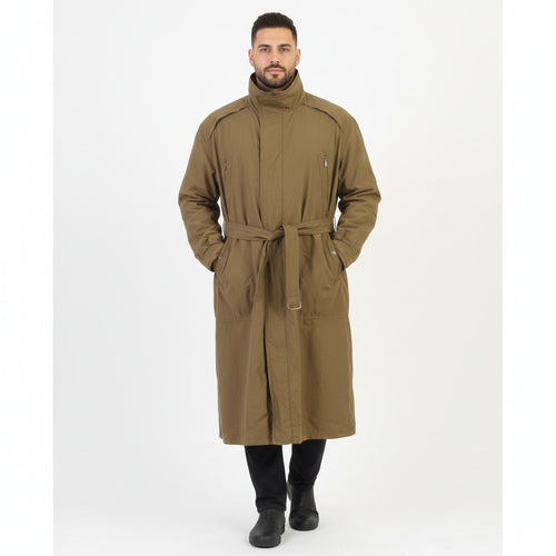 Bugatti Men 52XL Coat Khaki Cotton Full Zipper Vintage Padded Belt Pockets Collar Top