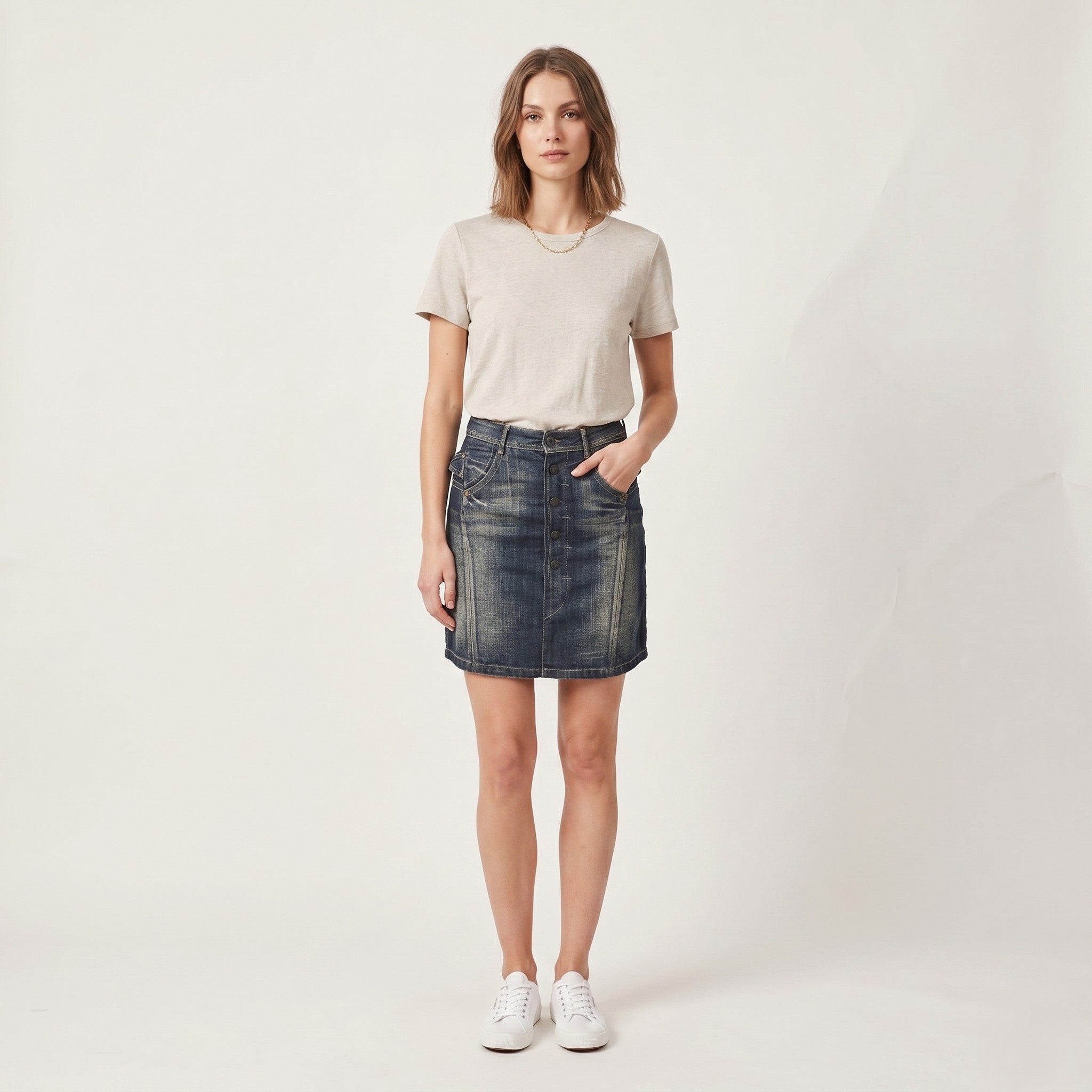 G-Star Raw Women 27 Denim Skirt Navy Cotton Tape Vintage Made in Italy
