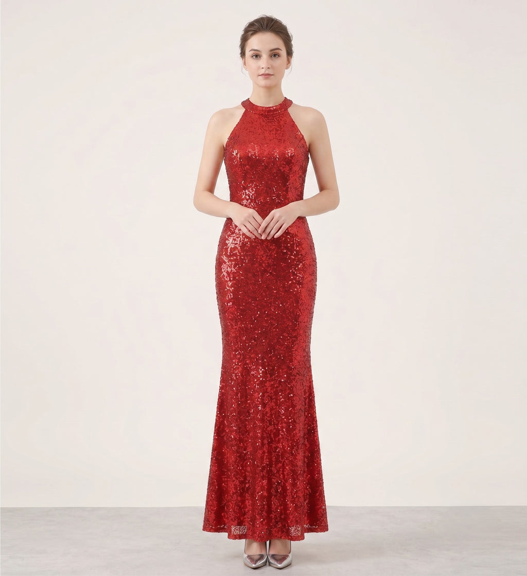Pink Boutique Women 10 38 Maxi Dress Red Sequin Bow at the Back Sexi Evening Gown