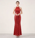 Pink Boutique Women 10 38 Maxi Dress Red Sequin Bow at the Back Sexi Evening Gown