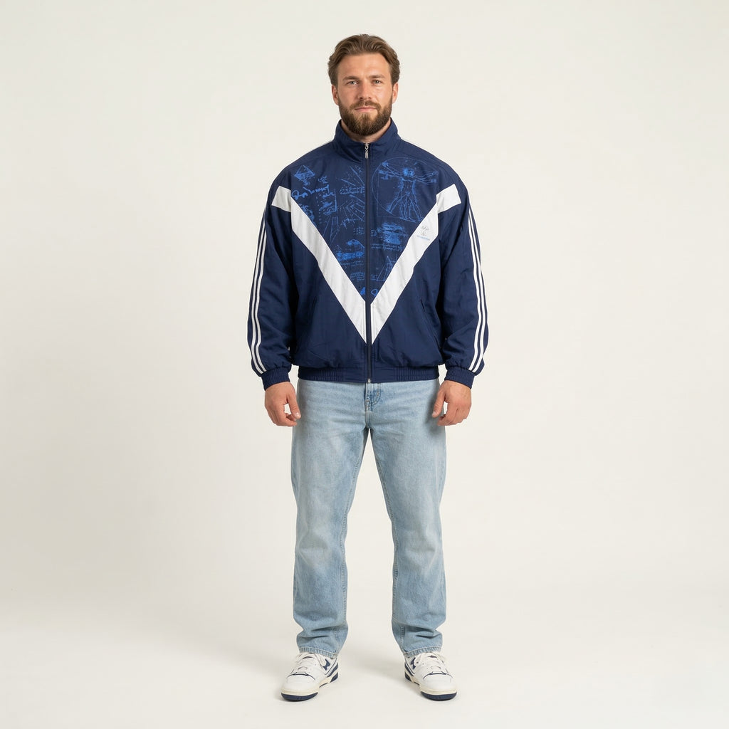 Comfort Men XL Jacket Navy Bomber Nylon Vintage Zip Up Manpower Festival Top