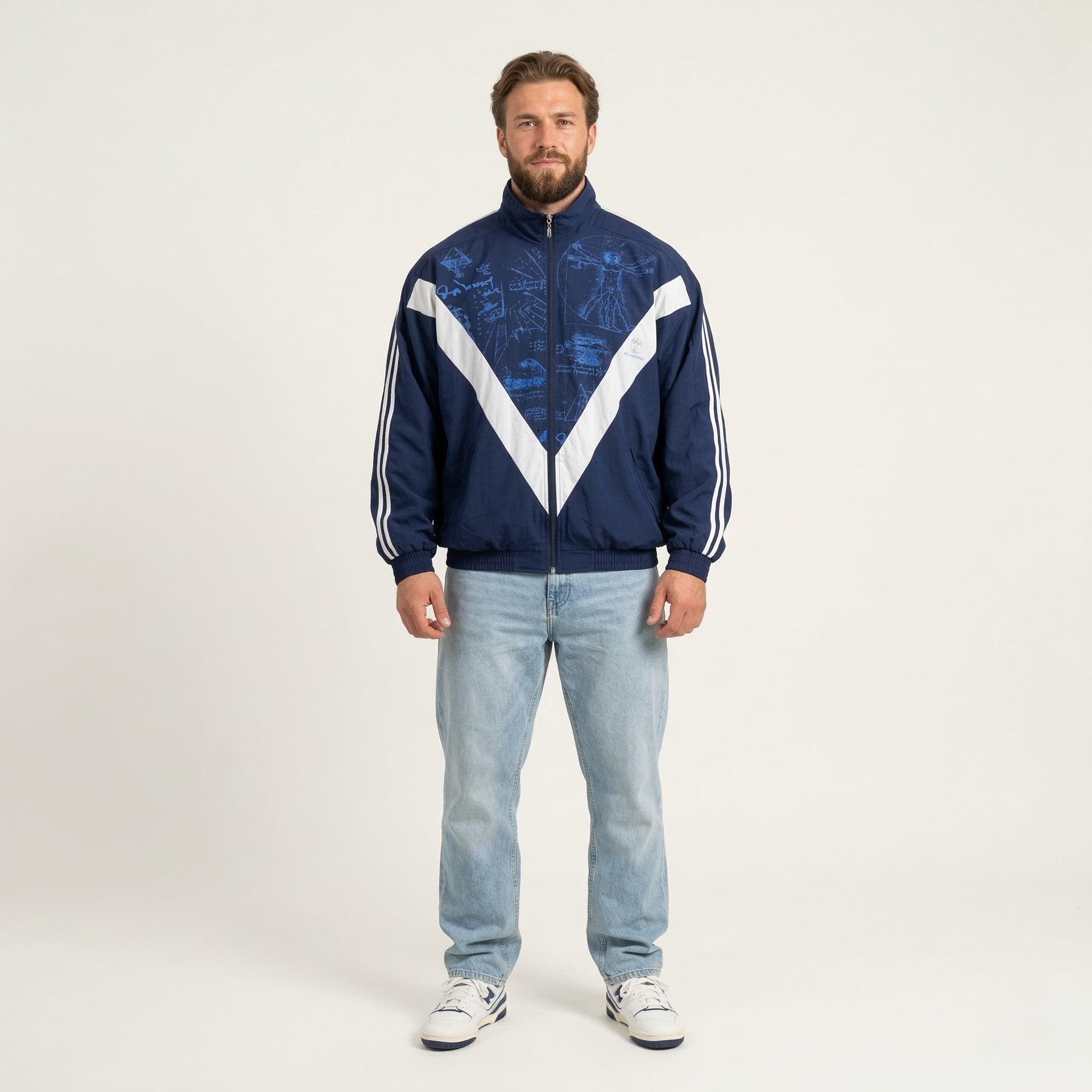 Comfort Men XL Jacket Navy Bomber Nylon Vintage Zip Up Manpower Festival Top