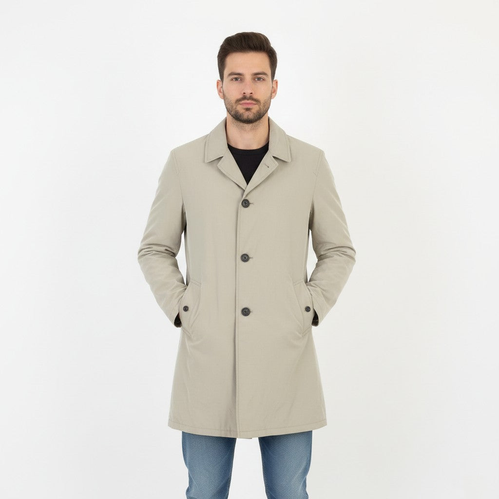 Bugatti Men 40 50 M Coat Beige Vintage 2in1 Removable Lining Classic Overcoat