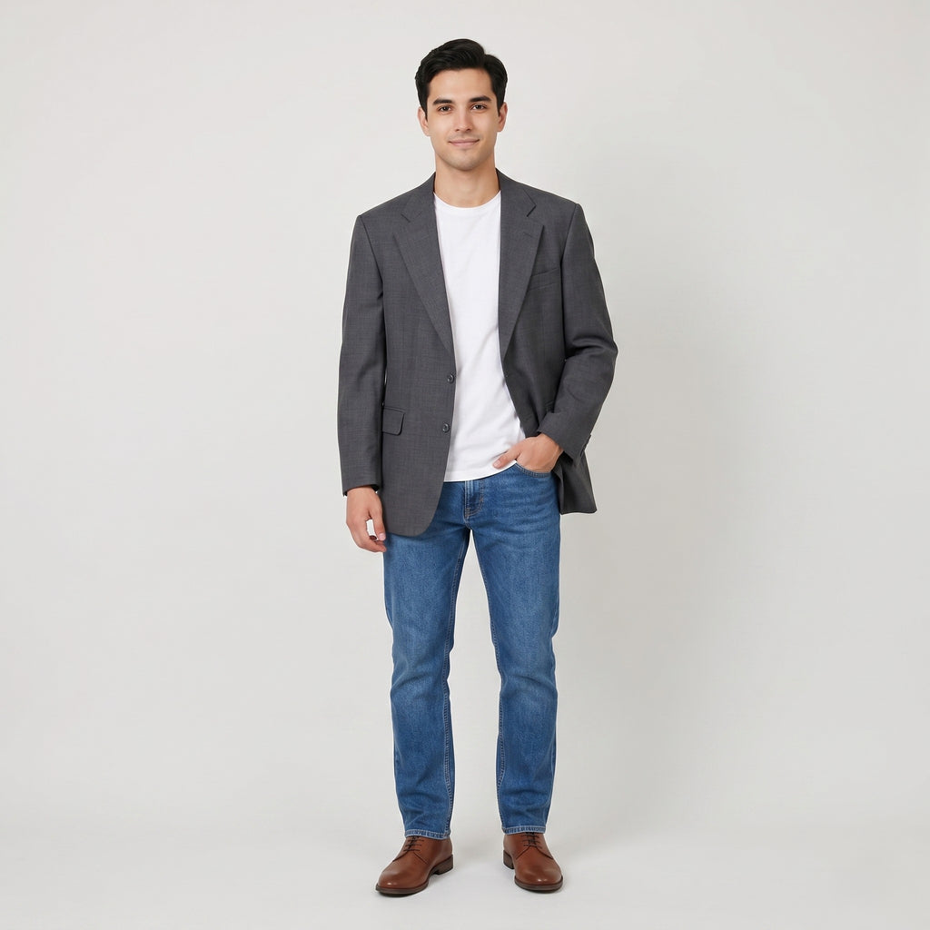 Aquascutum London Men 40 Blazer Gray Wool Vintage Single Breasted Jacket