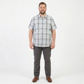 Jack Wolfskin Men 3XL Casual Shirt Gray Cotton Check Outdoor Short Sleeve Top