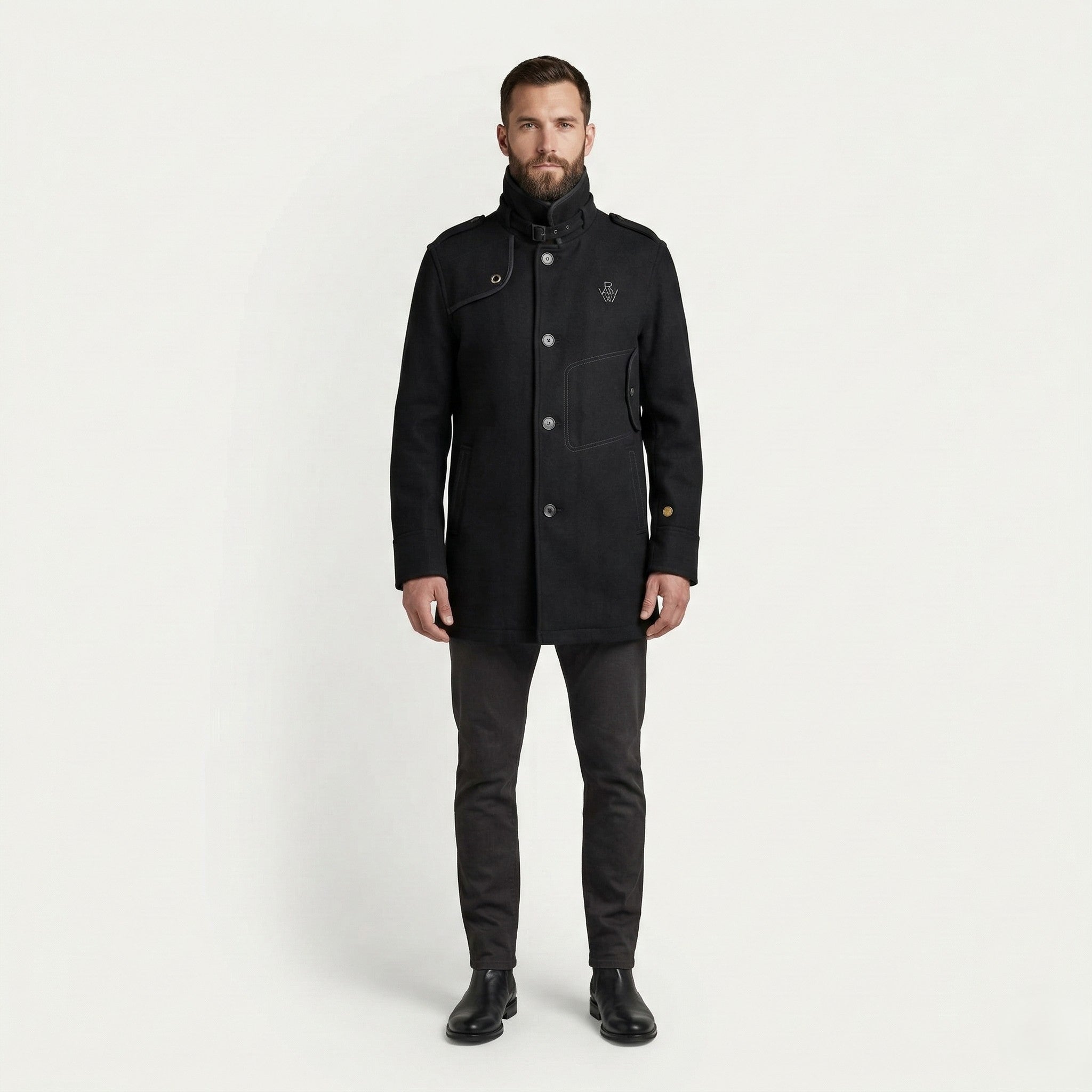 G-Star Raw Men XL (L) Coat Black Wool Nylon Casual Buttoned Decoy Garber Trench Top