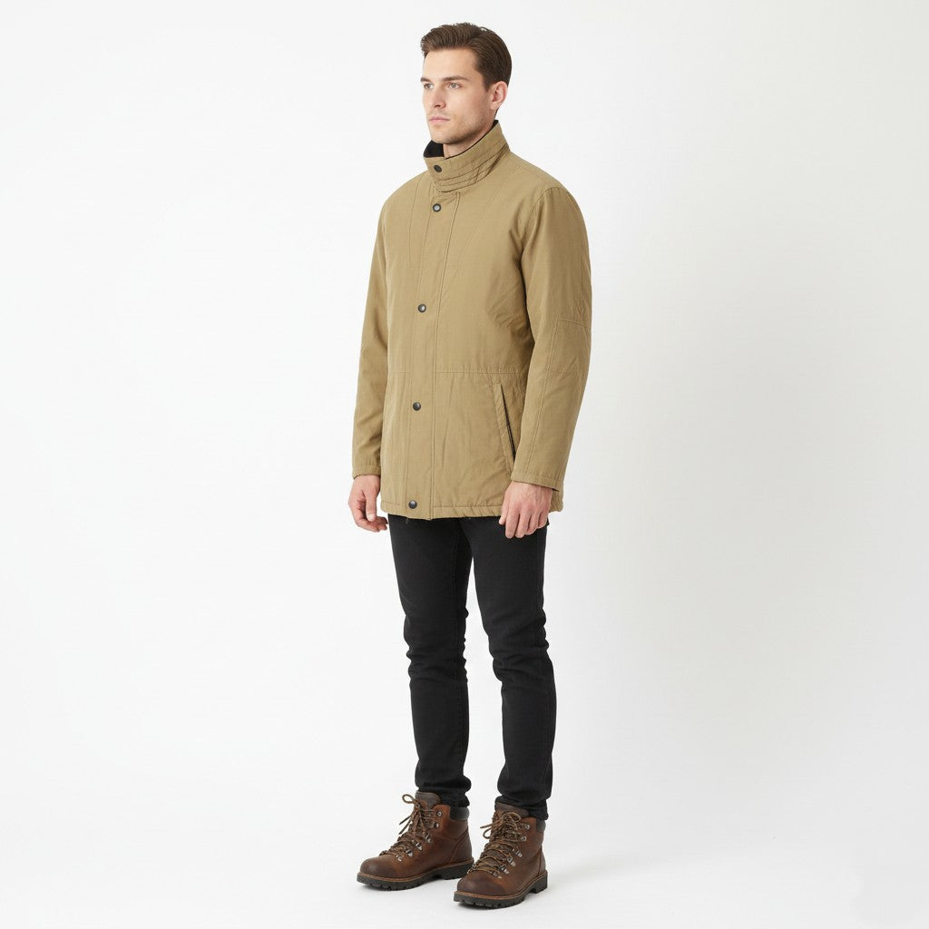 Bugatti Men 38 M Jacket Camel Vintage Full Zip Fleece Lined Classic Design Top