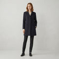 CARACTERE Women 12 38 Long Blazer Navy Striped Vintage Made in Italy Shoulder Pads Jacket