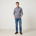 Stenstroms Men 16.5 42 M Casual Shirt Blue Cotton Slimline Printed Long Sleeve Top