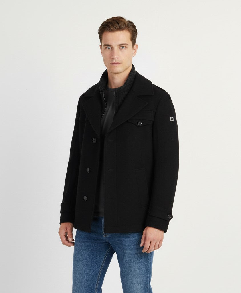 Boss Orange Men 42 52 M Jacket Black Wool Zip Up Classic Thermore Rinnova Ofanta Top