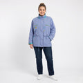 Gina S Women 16 44 XL Jacket Purple Shoulder Pads Full Zipper Pockets Vintage Summer By Top