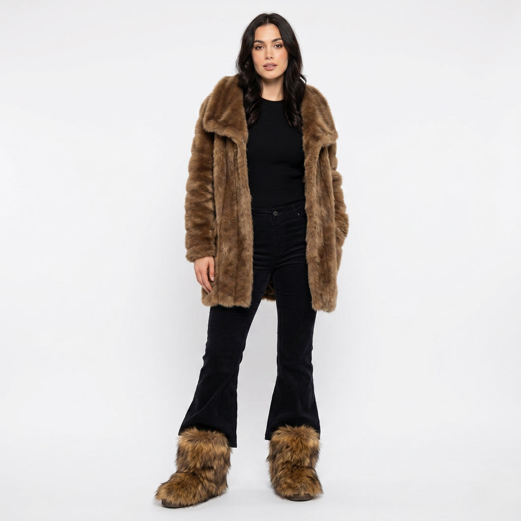Modell Augustusburg Women M Fur Jacket Brown Wolpryla Pelzimitat Crimlin Jacket