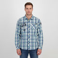 Camp David Men XXL Casual Shirt Blue Check Cotton Blue Label Regular Fit Long Sleeve Top
