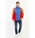 Adidas Men 186 L Jacket Blue Vintage Parka Full Zipper Hidden Hood Nylon 90s Top