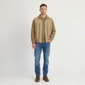 Vintage Men 46 S/M Jacket Beige Suede Leather Knitted Zip Up Retro Classic Korea Top