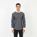 Hugo Boss Men 44 17.5 L Casual Shirt Gray Cotton Slim Fit Long Sleeve Elegant Top