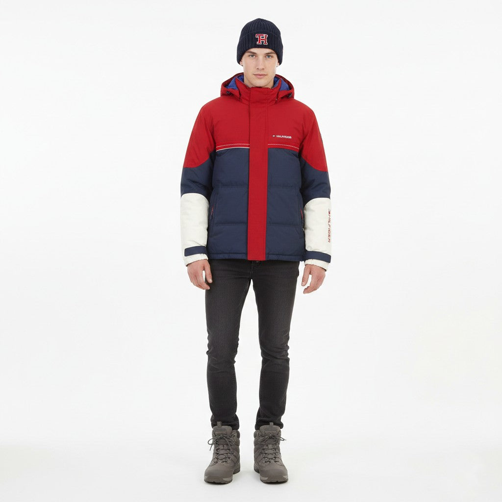 Tommy Hilfiger Men M Jacket Navy Padded Full Zipper Vintage Top