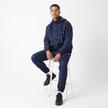 Diadora Men L Jacket Navy Lightweight Vintage Active Full Zip Hooded Sportswear Top