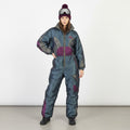 Dobias Women XL 14 Ski Suit One Piece Green Vintage 90s Padded Snowboarding Snowsuit