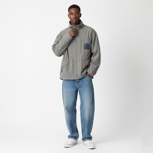 Calvin Klein Jeans Men XL Jacket Blue Grey Double-Sided Lightwieght Sport Zip Up Top
