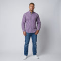 Robert Graham Mens XL Casual Shirt Purple Cotton Trim Silk Long Sleeve Classic Fit