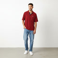 Adidas Men L Polo Shirt Maroon Striped Cotton Vintage Stretch Classic Top