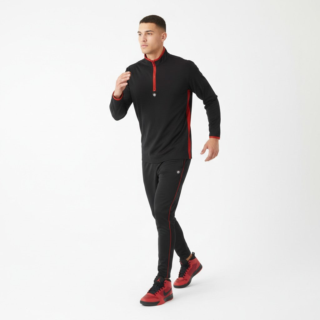 Nike Jordan Men M Sweatshirt Black Shiny Nylon NBA Zip Neck Activewear Top