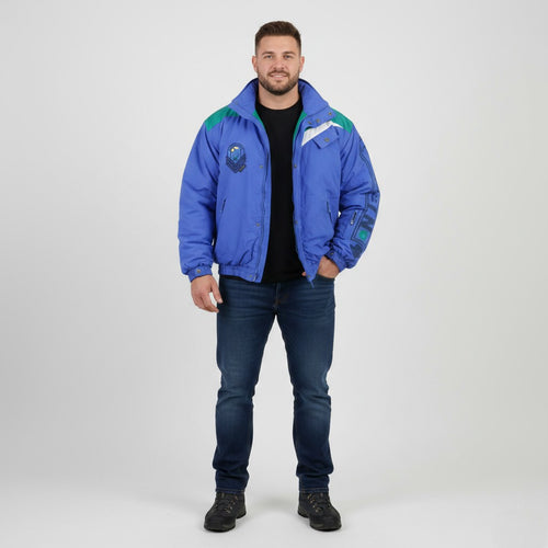 Allsport Men 50 XL Jacket Blue Full Zipper Air Commander Microfibre 2000 Shoulder Pads Padded Vintage 90s Top