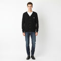 Munk Club Men S Cardigan Black Wool Nylon Blend Rugby Sport Patches Sweater