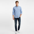 Nautica Men L Casual Shirt Blue Check Cotton Slim Fit Long Sleeve Top