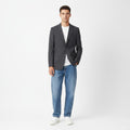 Jaeger Men 40 50 Blazer Graphite Wool Striped Single Breasted Jacket