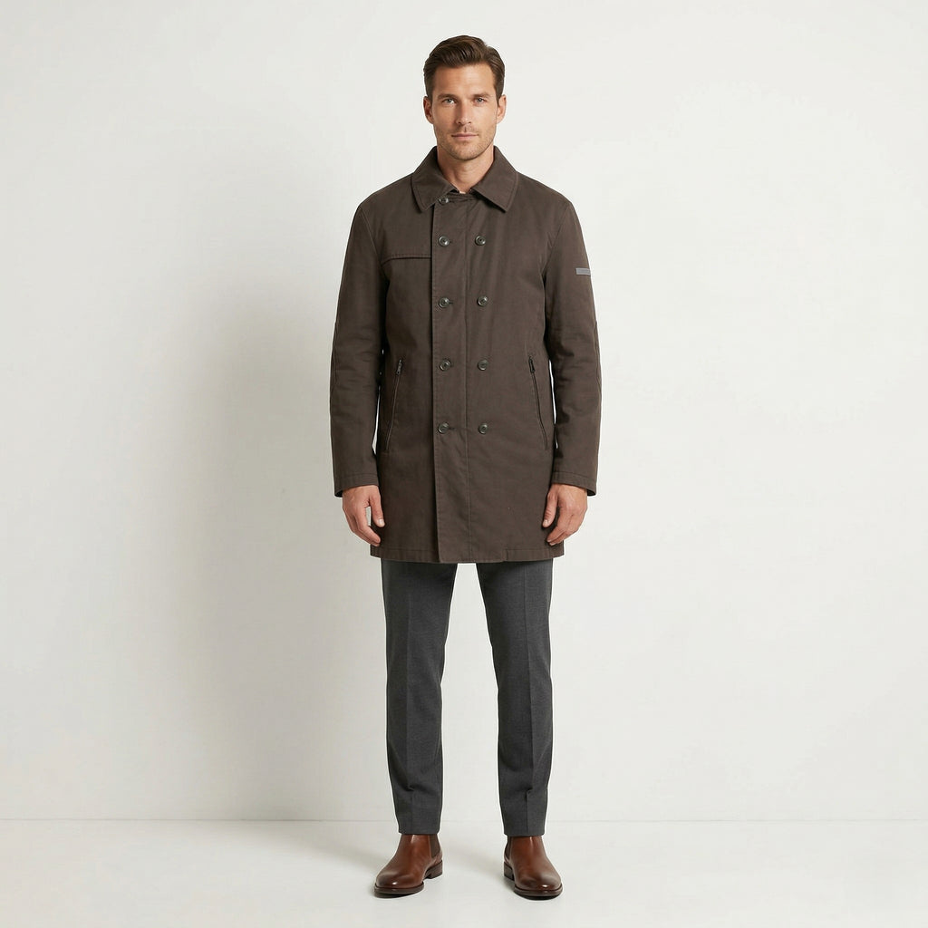 Strellson Premium Men 54 L Coat Dark Green Cotton Arbus Full Zipper Classic Top