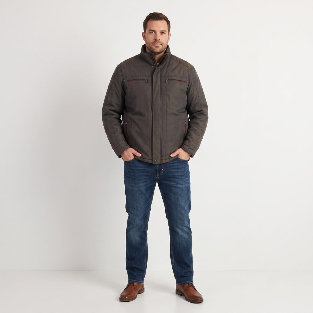 Westbury C&amp;A Giacca lunga da uomo S 38 Sympatex con cerniera intera color kaki vintage imbottito