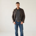 Montana Norway Men 52 L Jacket Brown Leather Soft Classic Full Zip Biker Top