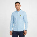 Lyle & Scott Men M Casual Shirt Blue Check Cotton Long Sleeve Pocket Top