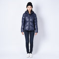Fornarina Women M (S) Down Jacket Navy Padded Goose Warm Full Zipper Glam Top